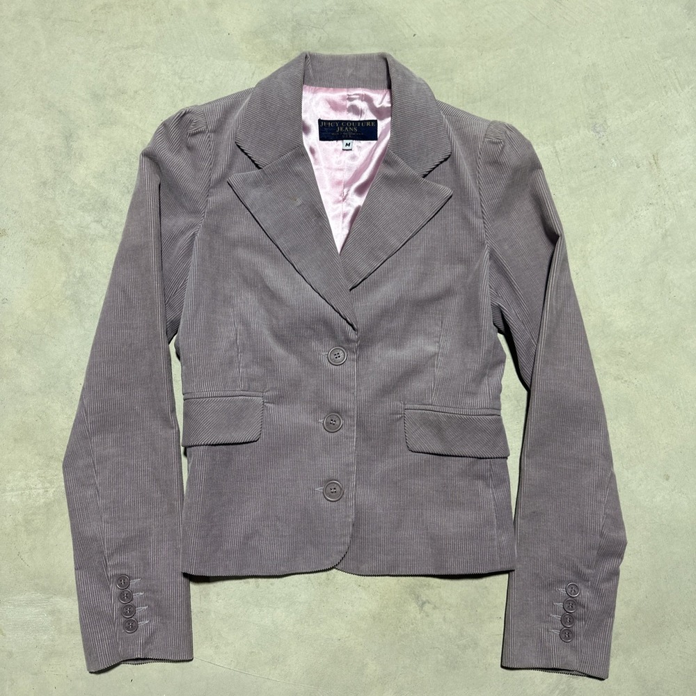 Vintage Juicy Couture Jeans Purple Corduroy Blazer Pink Lining M 90s Y2K Preppy